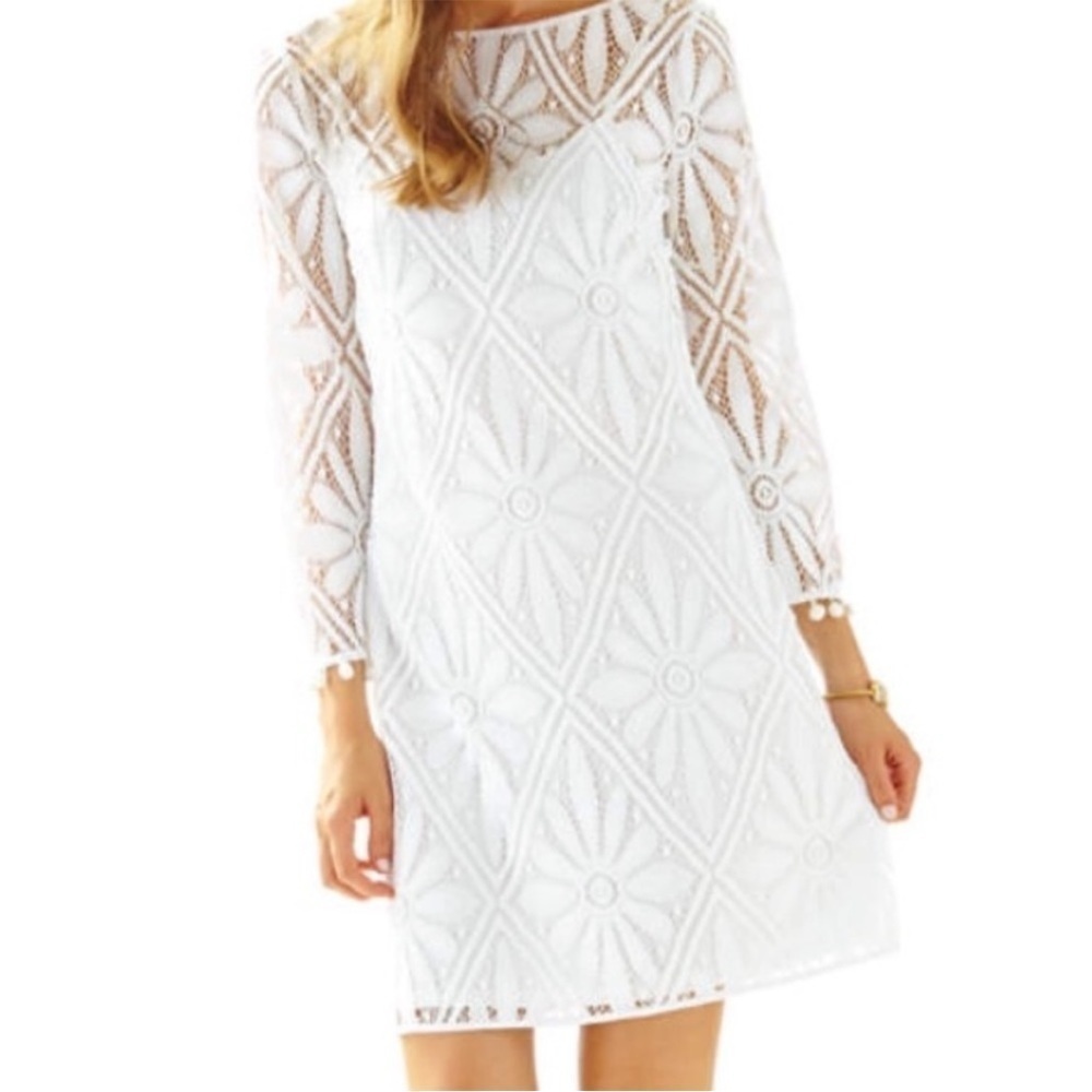 Lilly Pulitzer White Topanga Delray Diamond Lace Dress